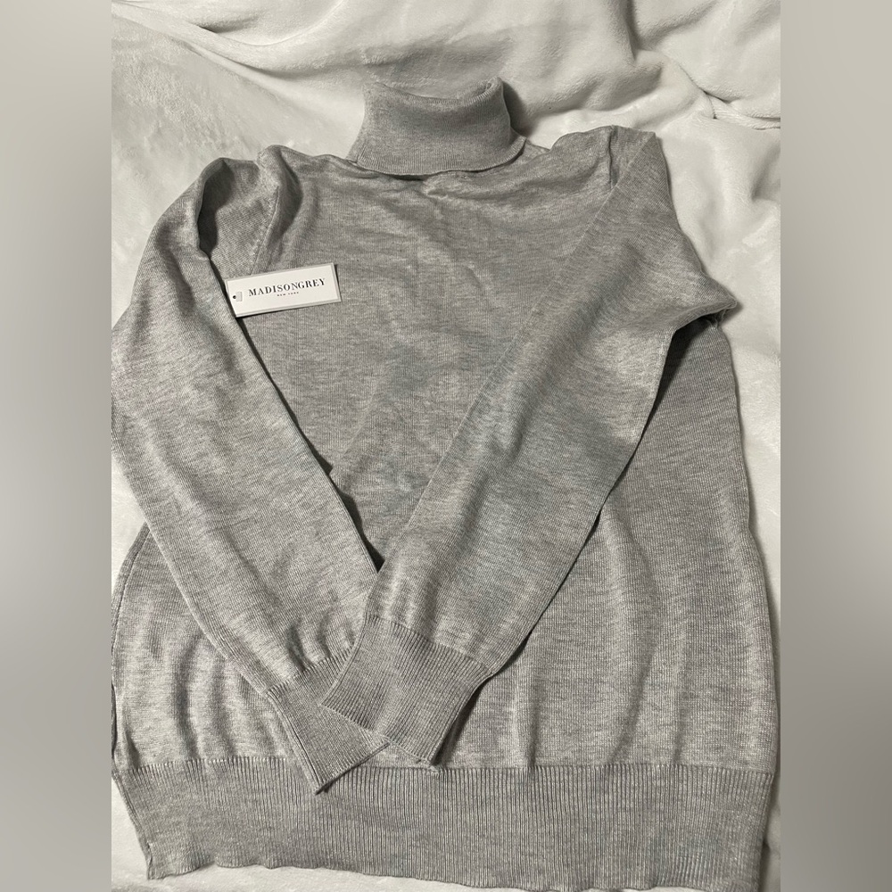 Madison Gray New York in silver gray turtle neck tops
